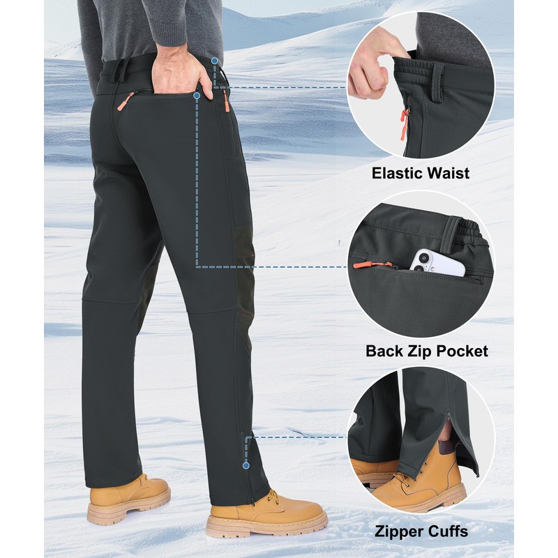 Zoofly - Pantalones de invierno para hombre, impermeables, con forro