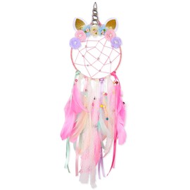 QtGirl Dream Catchers for Kids Unicorn Wall Decor for Girls Bedroom Flower Feather Wall Hanging Decoration