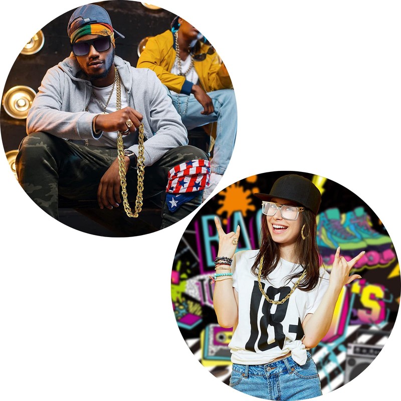 SELECOCO B-BOY B-GIRL Thick Plastic Chain Necklace Gold Kids Hip