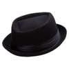 Wool Upbrim Pork Pie Fedora - Black L-XL