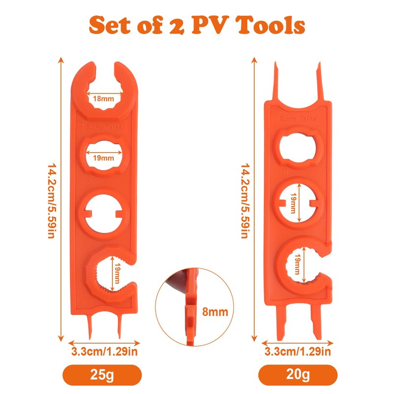 Upgrade 2 Piece Key Solar Wrench Tool, MC4 Solar Plug