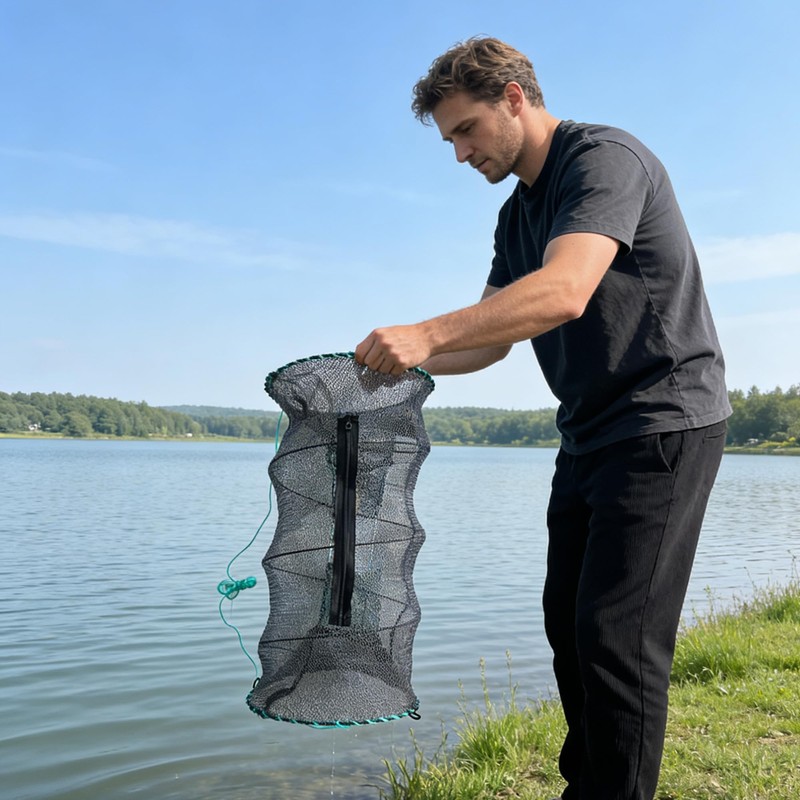 2 Pcs Fishing Bait Trap,Foldable Minnow Trap,Crab Trap,Fishing Net,Bait Cage