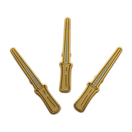 Novel Merk Magic & Wizard Icons Lapel Pin, Hat Pin & Tie Tack Set - with Clutch Back (3- Wand)