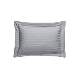 Sleepdown Hotel Quality Oxford Pillowcases 100% Cotton Satin Stripe 2 Pack Luxury Pillow Covers Super Soft - Grey - (63cm x 89cm +7cm),