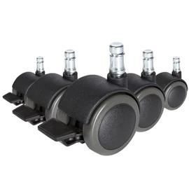 hjh OFFICE, 619037, Castors, Wheels for office, executive chairs, ROLO STOP, black, , Set of 5 x special castors for hard floors 10 mm pin, 50 mm diameter wheel e.g. parquet, laminate, tile or stone floor, lockable brakes, casters