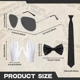 5 Pcs Chauffeur Costume Accessories Set, Novelty Limo Driver Fancy Dress Kit with Black Chauffeur Hat Sunglasses Bow Tie Gloves Outfit for Adults Cosplay Dress up Party Hen/Stag Night Theme Party