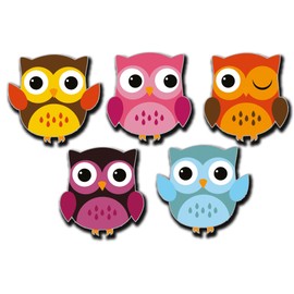 5 x Glossy Vinyl Stickers - Owls Owl Bird Pink Purple Bike Laptop Decal #4046 (A5 Sheet)