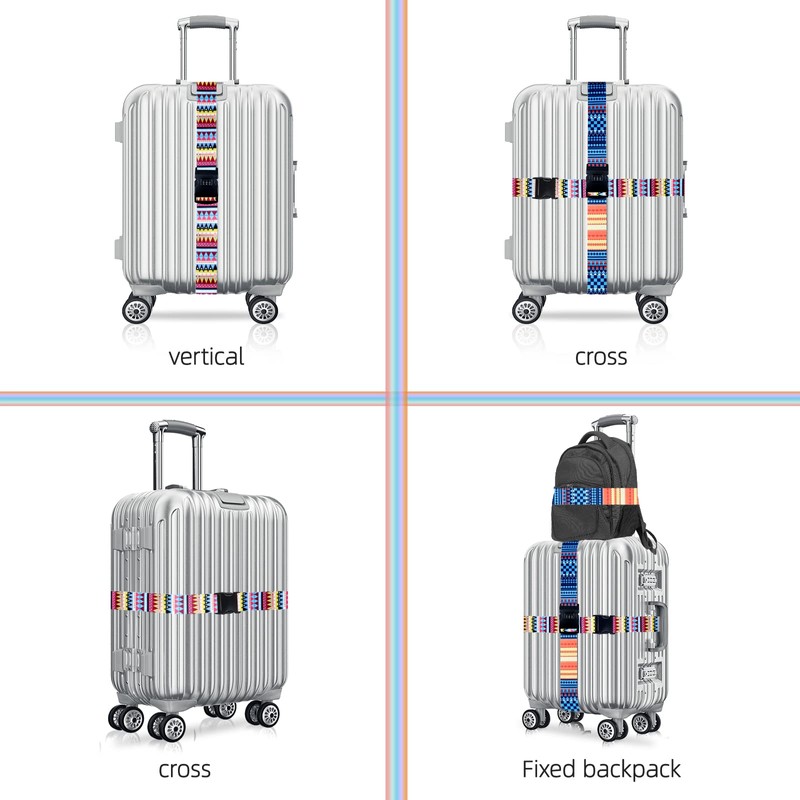 Hivia Pack of 4 Luggage Straps with Lock + 4