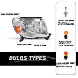 SOCKIR Headlight Assembly Compatible with 2005-2011 Toyota Tacoma Passenger and Driver Side (Chrome)