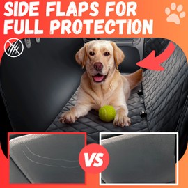 Doggie World Dog Car Seat Cover for Back Seat for XL Cars, SUVs & Trucks - Durable Car Cover Protector for Dogs, Nonslip Backseat Dog Hammock, Waterproof Scratchproof Protection Against Dirt, Pet Fur