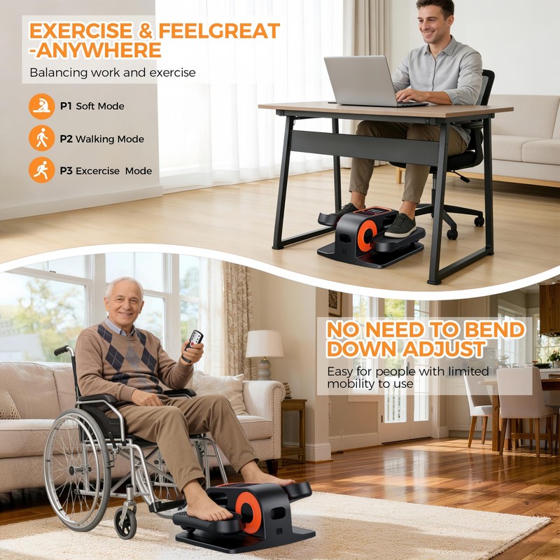 DUREXO Under Desk Elliptical Machine, Electric Leg Exerciser for Seniors
