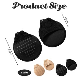 4 Paar Rutschfeste Atmungsaktive Füßlinge für High Heels und Sneaker (2 Paar hautfarben + 2 Paar schwarz, Einheitsgröße) 4 Paar Unsichtbare Ballenpolster Vorfuß,Ballenpolster High Heels Einlagen