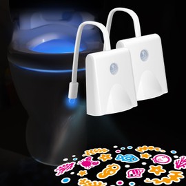 LAVAED 2 PACK Motion Sensor Night Light Indoor 16 Color Changing,LED Toilet light Activated Projection Nightlight Rechargeable Toilet Bowl Light Waterproof Cool Gadget for Bathroom Decor Perfect Gifts