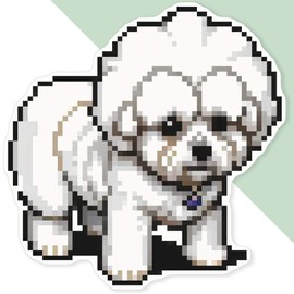 Extra Large 460mm 'Pixel Art Bichon Frise Dog' Permanent Sticker Decal for Cars/Windows/Bins/Walls (DW00103767)