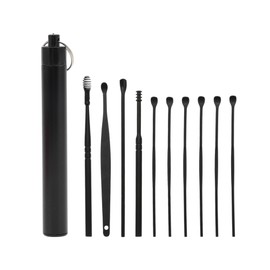 GLIDESMOOTH Ears Wax Removal, Safe and Effective Ear Cleaner, Ear Cleaner for Ear Cleaning, Ears Wax Removal Kit Tool, Stainless Steel, Black, 10 Pcs