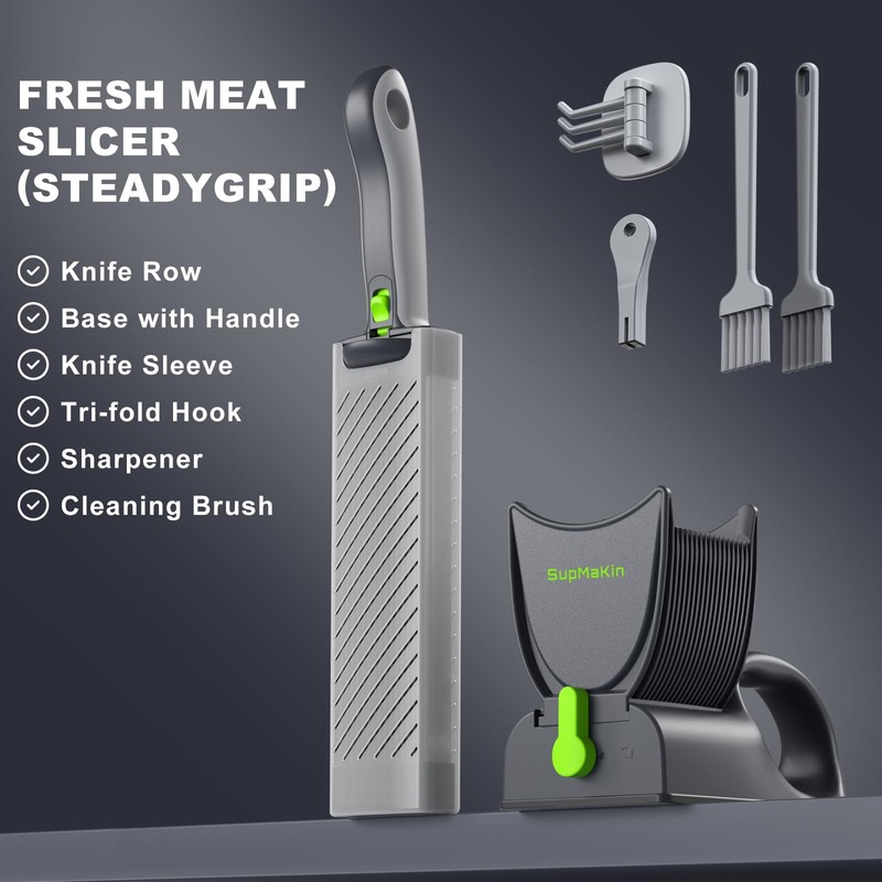 SupMaKin Fresh Meat Slicer, Thickness Adjustable 2 or 4 mm,