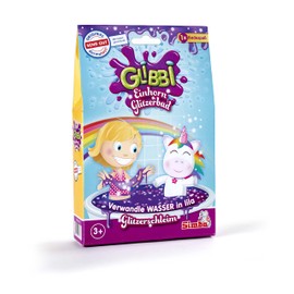 Simba 105953271 - Glibbi Einhorn Glitzerbad, Badewannenspielzeug, Unicorn, Schleim, Badezusatz, Pulver verwandelt Wasser in lila Glitzerschleim, ab 3 Jahren