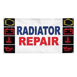 Vinyl Banner Multiple Sizes Radiator Repair Blue Red Auto Car Shop Automotive Outdoor Weatherproof Industrial Yard Signs 4 Grommets 16x40Inches