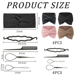4 Pieces Women'S Wide Hairband And 4 Pieces Hairpin, Hair Style Making Tools, Retro Hairband, Simple Hair Accessories.
