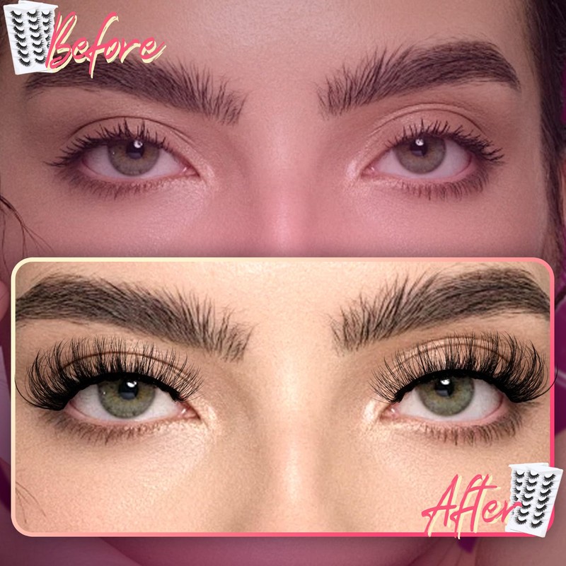 Veleasha False Eyelashes Wispy Faux Mink Lashes Fluffy Handmade Fake