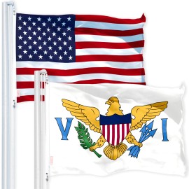 UD_G128 Combo Pack: USA American Flag 3x5 Ft 150D Printed Stars & U.S. Virgin Islands Flag 3x5 Ft 150D Printed