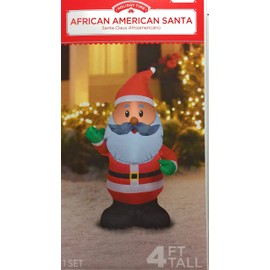 African American Santa Claus Inflatable 4 foot Holiday Yard Decoration by Holiday Time
