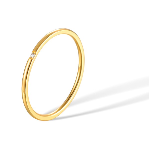 munone 1mm Skinny Thin Solitaire Flush Set Cubic Zirconia Stackable