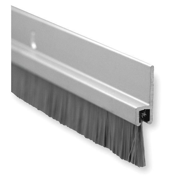 Pemko Brush Door Bottom Sweep, Clear Anodized Aluminum with 0.625" Gray Nylon Brush insert, 0.25" Width, 1.375" H x 48" L - 18061CNB48