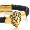 COOLSTEELANDBEYOND Large Braided Leather Bracelet for Men with Stainless Steel