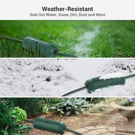 DEWENWILS 6-Pack Outdoor Extension Cord Cover, Waterproof Plug Cover with 4 Seal Latches, Adjustable Compartment for 12/14/16Gauge Cords, Protect Holiday Decoration Lights and Plugs, Green