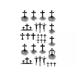 Captive Decals Cross Roots 26 pcs 0.25 to 1 Inch Black Fused Glass Decals