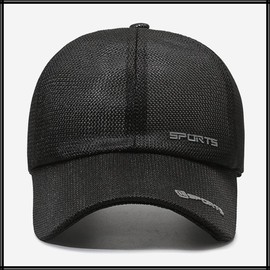 White Fang CA576 Mesh Cap, Logo, English Letters, Hat, Sports, Running, Men's, Women's,, Black