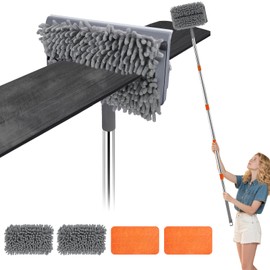 Korintin Ceiling Fan Cleaner Duster, Ceiling Fan Duster with 37"-80" Adjustable Length, Ceiling Fan Blade Cleaner Bidirectional 180° Rotation for Ceiling Fan, Window Walls Floor