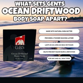 G.B.S 97% All Natural Shave Soap Set for Men, Ocean Driftwood Limited Edition Shaving Soap