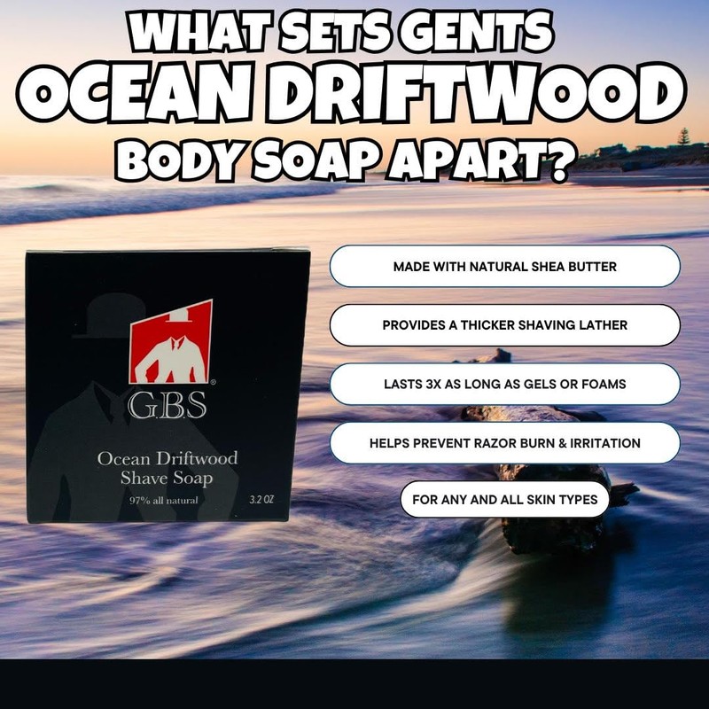 G.B.S 97% All Natural Shave Soap Set for Men, Ocean