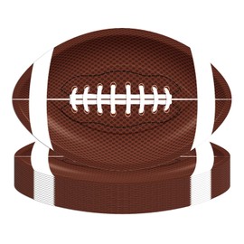 Kictler 50Pcs Football Party Supplies Plates Football Party Decorations Football Shaped Disposable Paper Plates for Football Birthday Party Decorations Game Day Tailgate Decorations