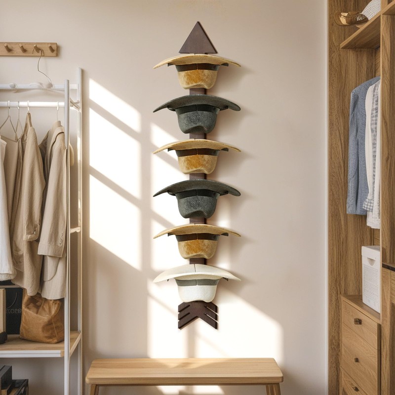 Cowboy Hat Rack Wall Mount, Solid Wood Arrow Design 6