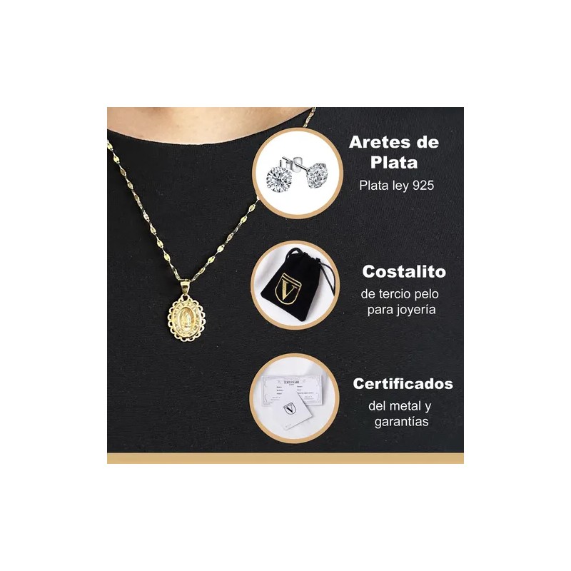 Medalla Virgen De Guadalupe Oro Rosa 10k Y Cadena De