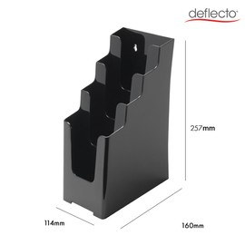 Deflecto Countertop Black 4 Tier 4 Pocket 1/3 A4 (DL Size) Portrait Multi-Tier Literature Holder Magazine File Holder Leaflet Holder Wall Mounting
