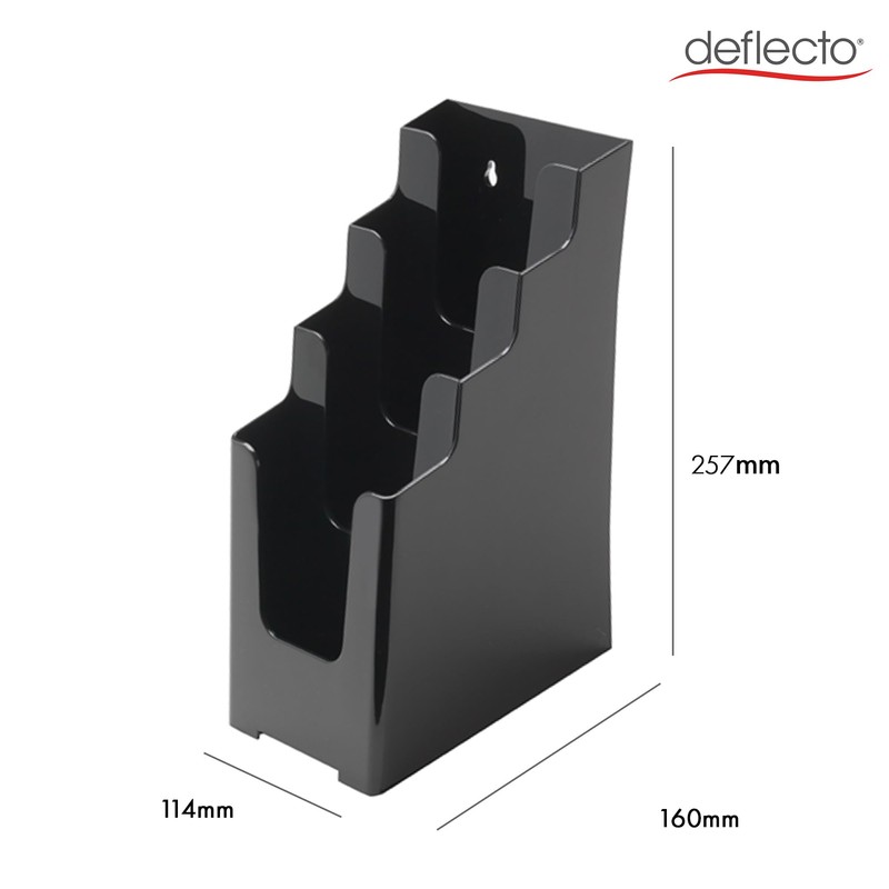 Deflecto Countertop Black 4 Tier 4 Pocket 1/3 A4 (DL