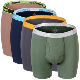 ZONBAILON Mens Underwear Big and Tall Bamboo Viscose Boxer Briefs, Underpants Men (OG/DB/Grey/Brown 4-pack, 3xl)