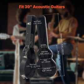 Happybuy Electric Guitar Hard Case, 41.34 in Gourd-Shaped, With Lock Keys Handle, PVC Padding Lining, Water-Resistant Shell, for 39 in LES Paul Guitars, Black