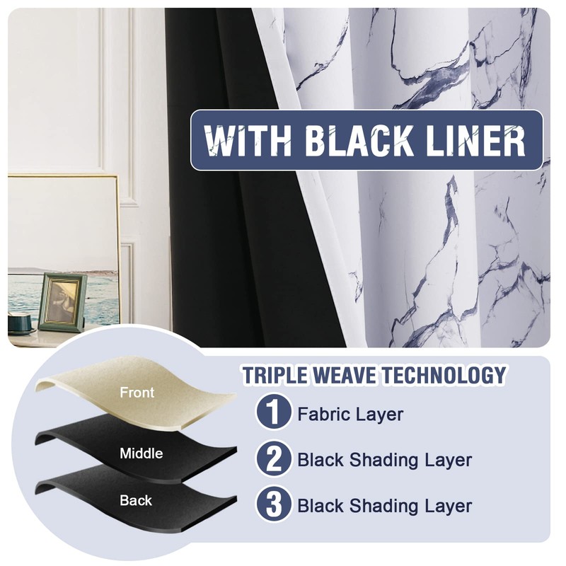 H.VERSAILTEX 100% Blackout Curtains 63 inch Length 2 Panels Set