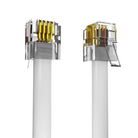 ASNQ High Speed Broadband RJ11 to RJ11 Cable - 10m with OFC Wires and PVC Cover - Internet DSL Cable - Flat, White