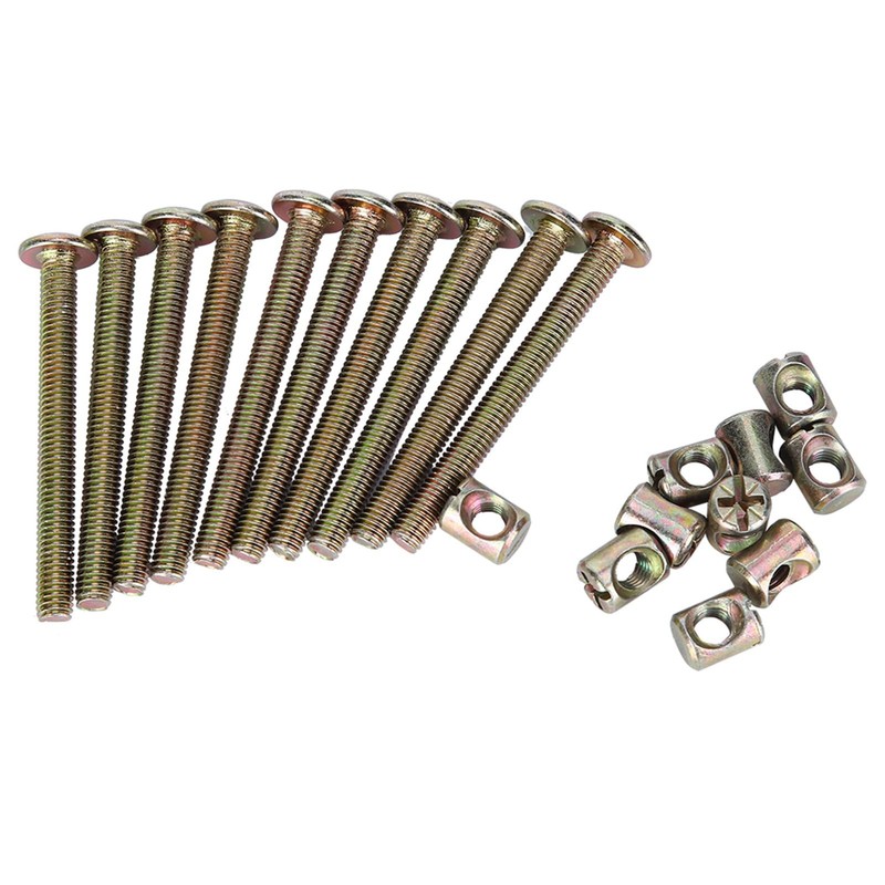 10 Pack M6 Barrel Bolt Nuts for Furniture Cots Beds
