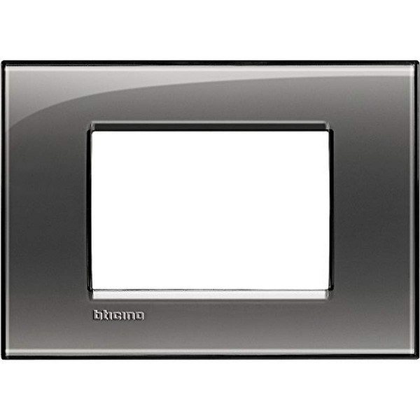 BTicino Living Light LNA4803AC Plate Square 3-Switch, Steel, Grey, LNA4803KF