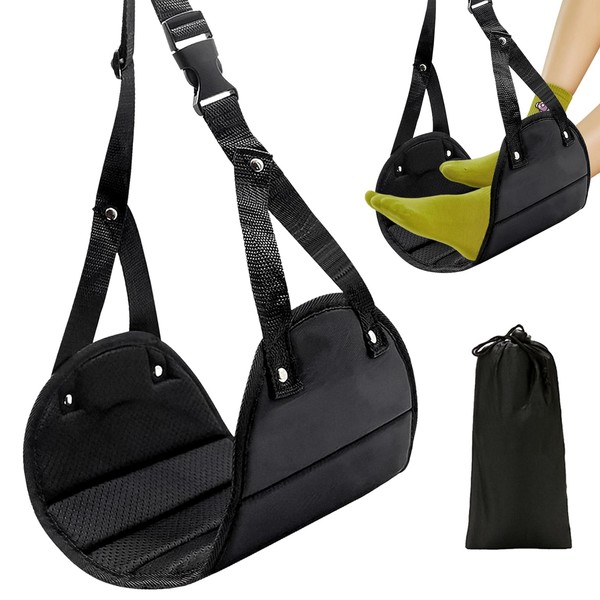 pobugy Airplane Foot Hammock,AdjustableFoot Rest for Under Desk at Work,Portable