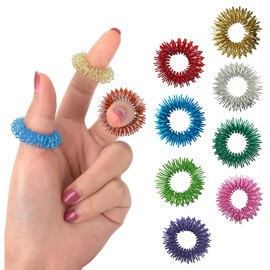Fniise Finger Massage Acupressure Rings（8 PCS）, Spiky Sensory Rings For Fingers, Stress Relief Fidget Sensory Massager For Teens Adults