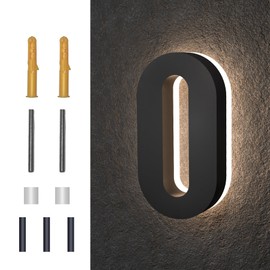 MIDIT 6 Inch Backlit LED House Numbers, Waterproof Stainless Steel, High Transparency Acrylic, LED Illuminated Home Address Number, Lighted House Numbers, Modern Address Numbers, 6 Inch Number 0