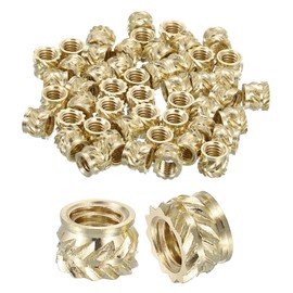 Sourcing Map Knurled Insert Nuts, 50pcs M4 x 4mm L x 6mm OD 3D Printing Brass Female Threaded Inserts, Heat Set Embedment for Printing